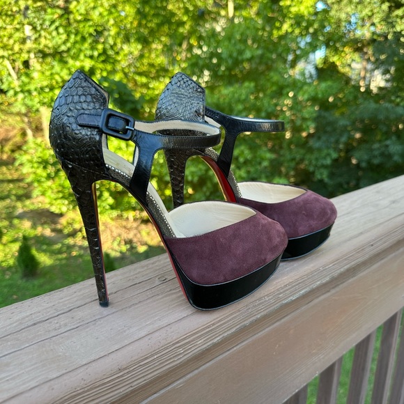 Christian Louboutin 150 suede and python pumps - Picture 10 of 16
